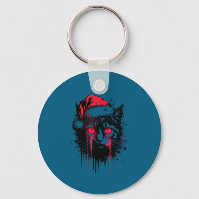Porte-clés Gothic Christmas Nge Horror Cat Santa Hat Witchy X (Recto)