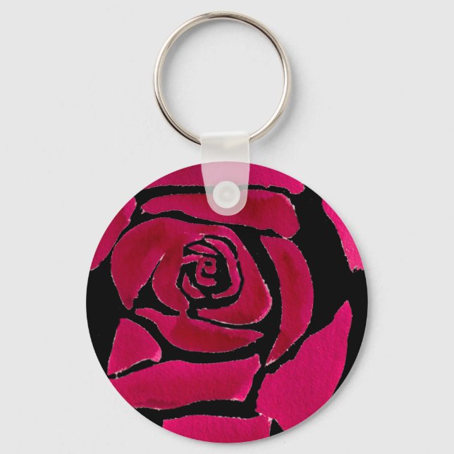 Porte-clés Gothique abstrait rose aquarelle art original (Recto)