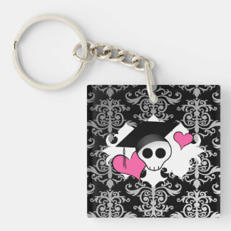 Porte-clés Gothique mignon romantique de graduation crâne dam