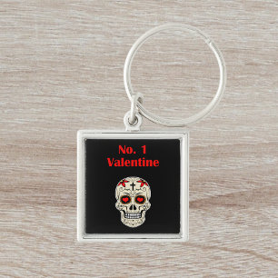 Porte-clés Gothique Numéro 1 Saint-Valentin Coeur Sugar Crâne