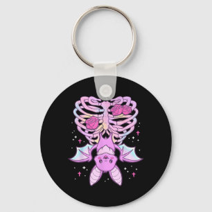 Porte-clés Gothique pastel kawaii squelette de chauve-souris