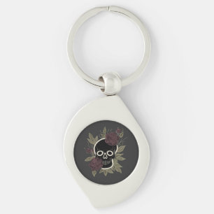 Porte-clés Gothique personnalisé Crâne et Roses Art floral so