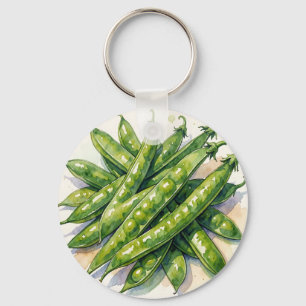 Porte-clés Gousses de Pois à l'Aquarelle