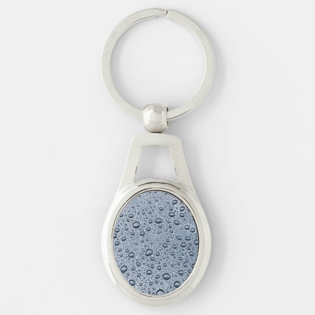 Porte-clés gouttelettes d'eau gris de métal (Devant)