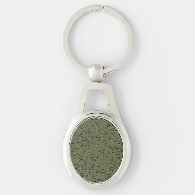 Porte-clés gouttelettes d'eau verte d'olive (Devant)
