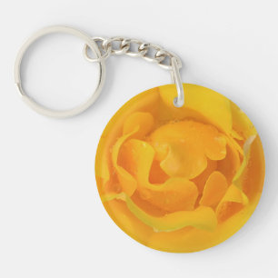 Porte-clés Gouttes d'eau de rose jaune romantique
