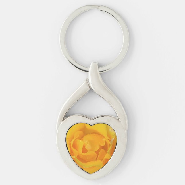 Porte-clés Gouttes d'eau de rose jaune romantique (Devant)