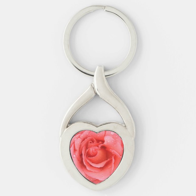 Porte-clés Gouttes d'eau de rose rose romantique (Devant)