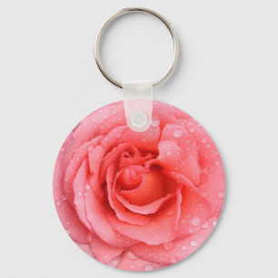 Porte-clés Gouttes d'eau de rose rose romantique