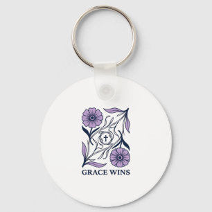 Porte-clés Grace Wins Floral Christian Vintage Engraving Tee_