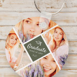 Porte-clés Graduate Class of 20XX Modern Graduation Cap Photo<br><div class="desc">This simple and modern design is composed of serif typography and add a custom photo. "Graduate Class of 20xx" typography surrounded by four photos of your grad. This is a perfect gift for graduate on graduation day!</div>