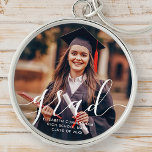 Porte-clés Graduate Simple Modern Script Classic Photo<br><div class="desc">This simple and classic design is composed of sans serif and playful cursive typography and add a custom photo.</div>