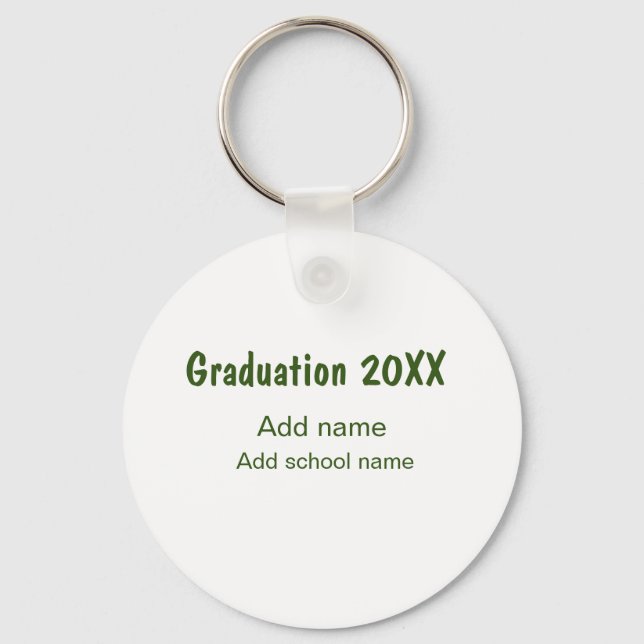 Porte-clés Graduation 20XX ajouter nom année école vert moder (Recto)