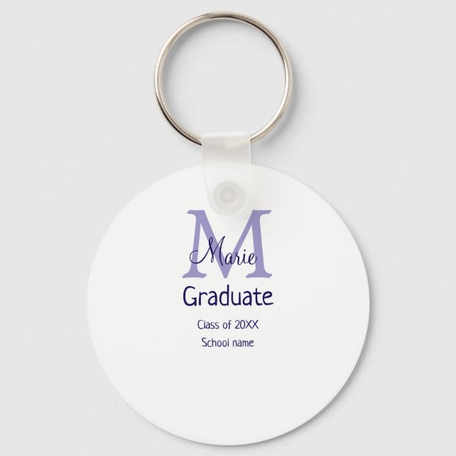 Porte-clés Gradué ajouter nom monogramme violet simple m mini (Recto)