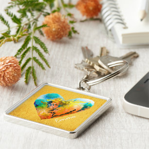 Porte-clés Graffiti coeur or aquarelle art porte - clé