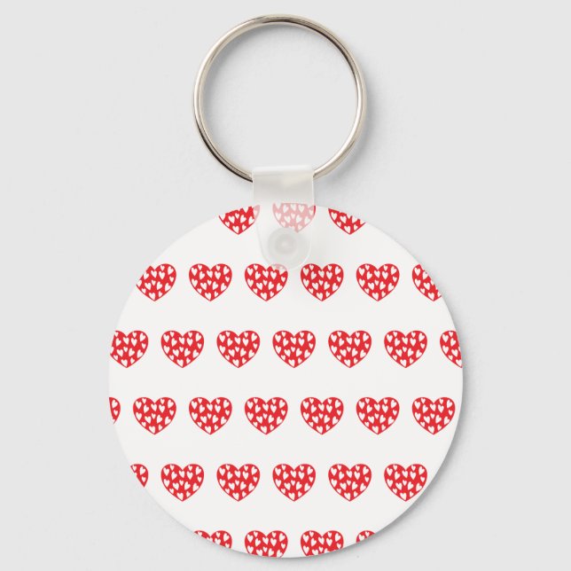 Porte-clés Grand Coeur Rouge Avec Petits Coeurs (Recto)