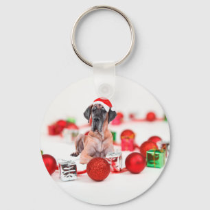 Porte-clés Grand Danois avec ornements de Noël Cadeaux
