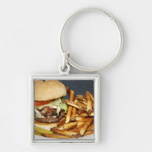 Porte-clés grand double demi d'hamburger de livre fait frire