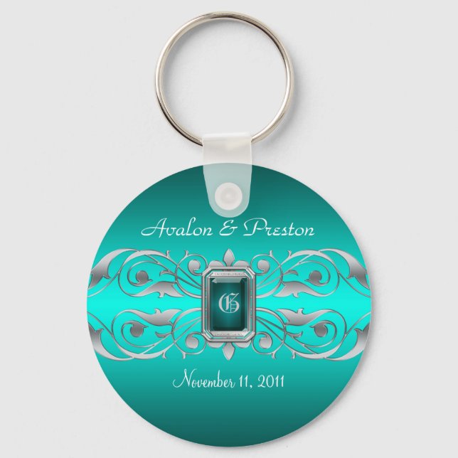 Porte-clés Grand Duchess Silver Monogram Porte - clé Turquois (Recto)