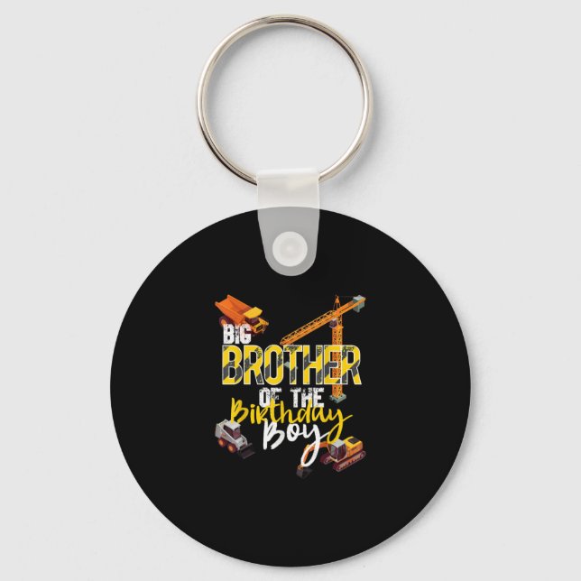 Porte-clés Grand Frère De L'Anniversaire Boy Constructeur (Recto)