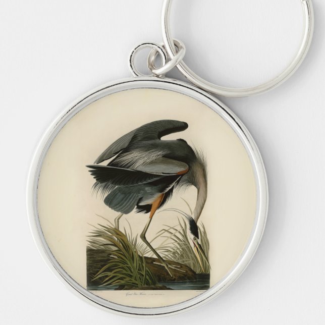 Porte-clés Grand Héron bleu d'Audubon Marais Oiseau (Devant)