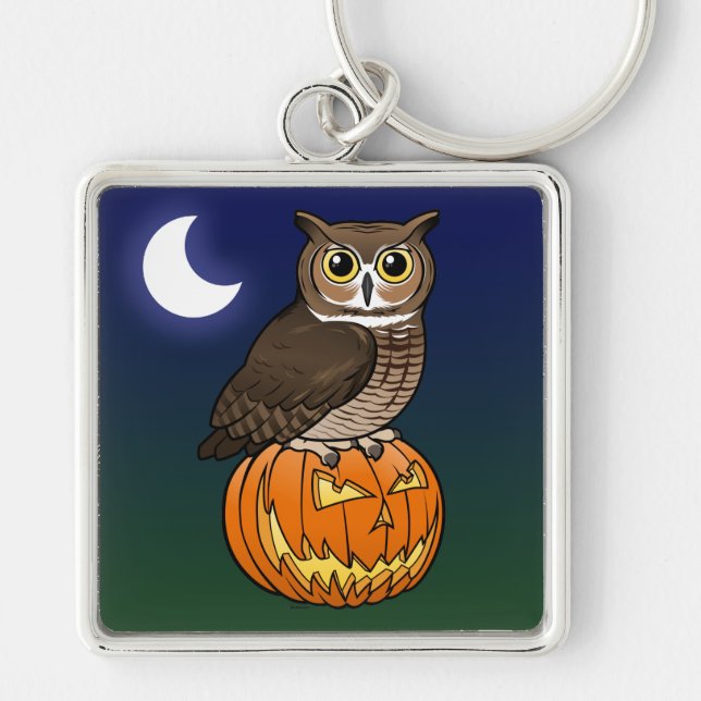 Porte-clés Grand hibou à cornes de Halloween (Devant)