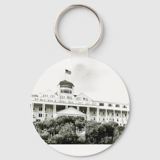 Porte-clés Grand Hotel, Île Mackinac, noir et blanc (Recto)