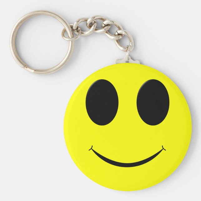 Porte-clés Grand Jaune Joyeux Porte - clé Face-Button (Devant)