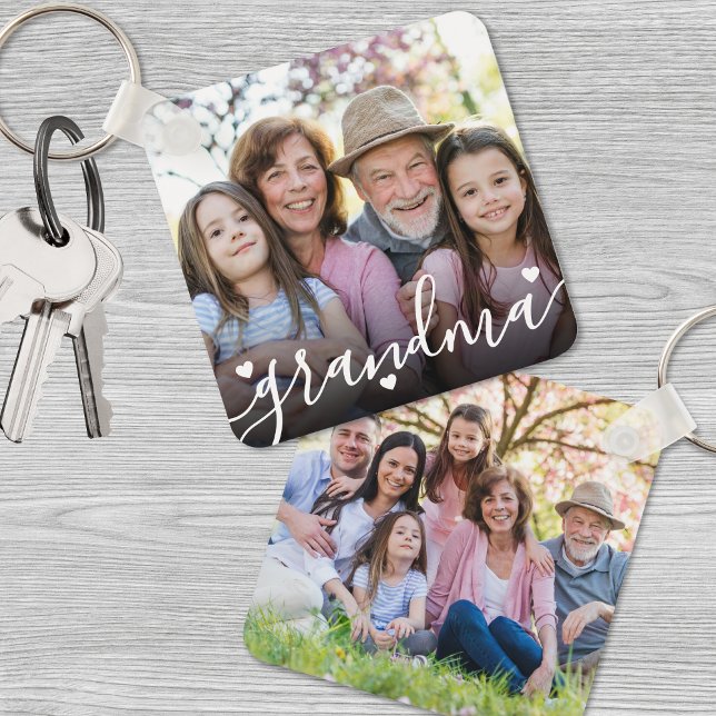 Porte-clés Grand-mère à deux côtés (Custom Double Sided Grandma Family Two Photo keychain)