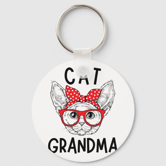 Porte-clés Grand-mère Devon Rex Amoureux de les chats Chat Na (Recto)