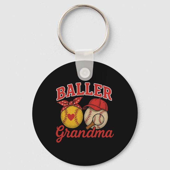 Porte-clés Grand-Mère Parfaite Du Softball Et Du Baseball (Recto)