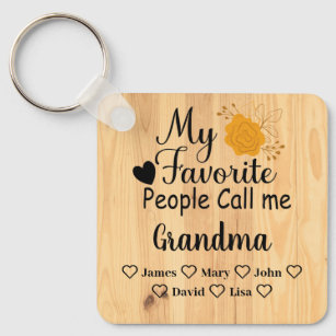 Porte-clés Grand-mère personnalisée avec les noms des petits-