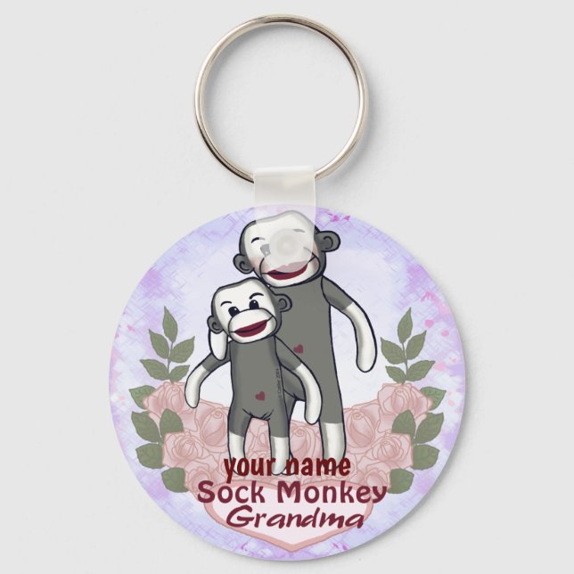 Porte-clés Grand-mère Singe Chaussette  (Recto)