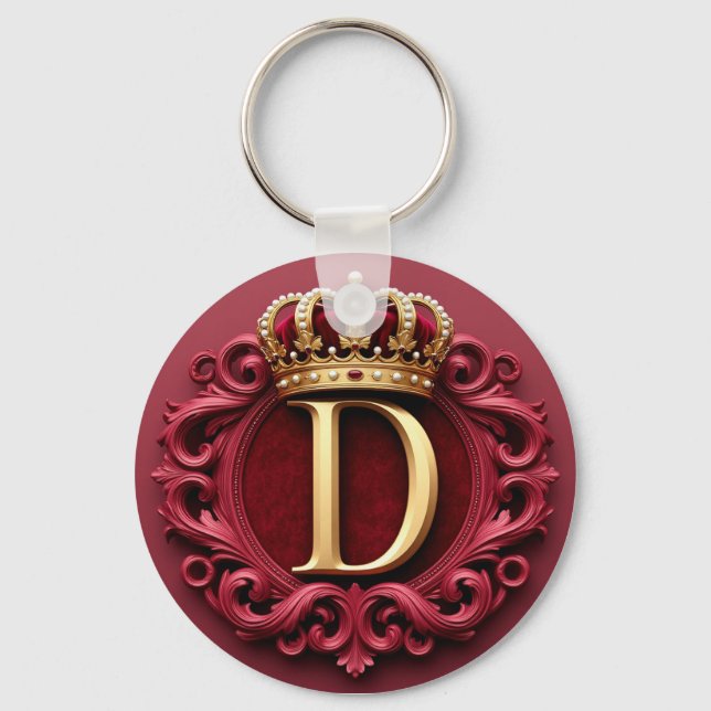 Porte-clés Grand Monogramme D sur Velours Rouge (Recto)