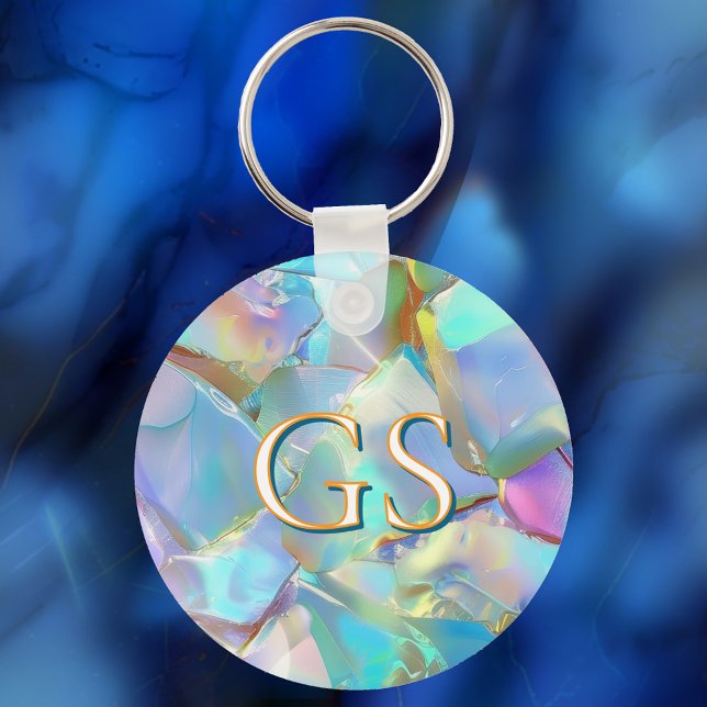 Porte-clés Grand Monogramme ou Nom sur Opale (Créateur téléchargé)