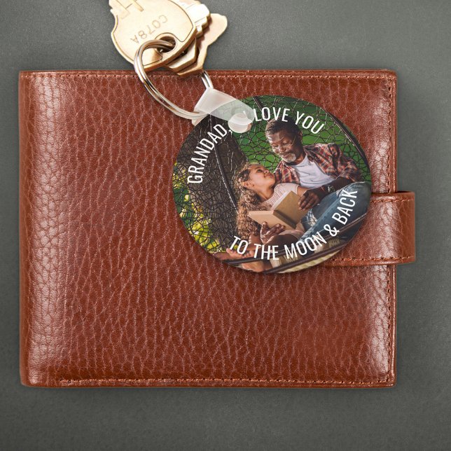 Porte-clés Grand-père vous aime sur la lune et la photo arriè (Créateur téléchargé)