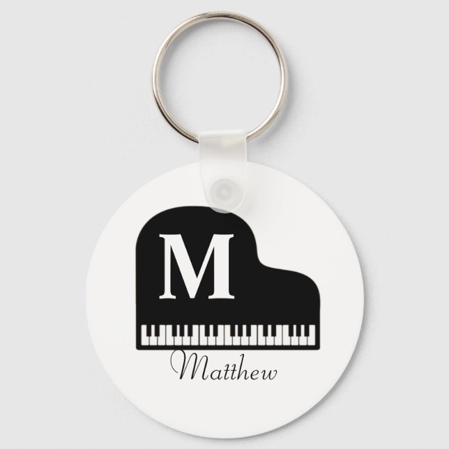 Porte-clés Grand Piano Monogram Pianiste Personnaliser (Recto)