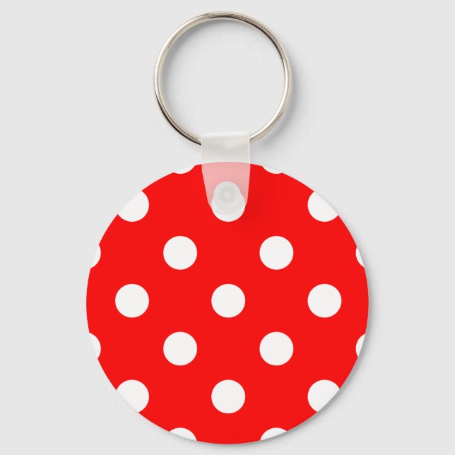 Porte-clés Grand Pois - Blanc sur rouge (Recto)