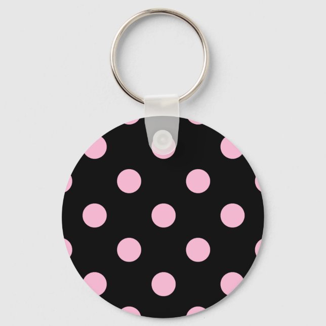 Porte-clés Grand Pois - Bonbon de coton sur noir (Recto)