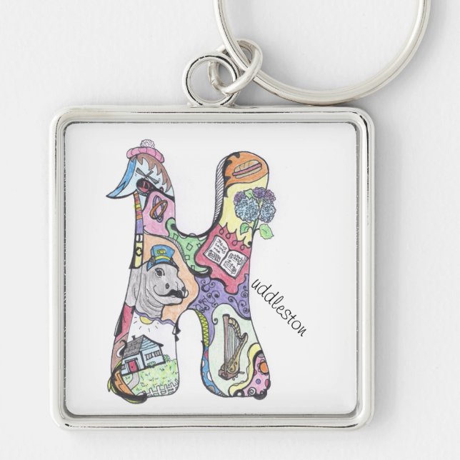 Porte-clés grand porte - clé carré :  Uddleston de "H " (Devant)