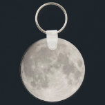 Porte-clés Grand Porte - clé gris de bouton de lune<br><div class="desc">Grande lune grise cool</div>