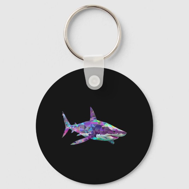 Porte-clés Grand requin blanc polygone pêche plongée Scuby Sh (Recto)