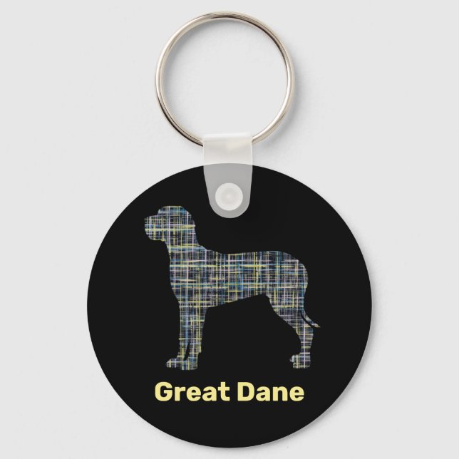Porte-clés Grande Danse Chien Jaune & Noir Grille (Recto)