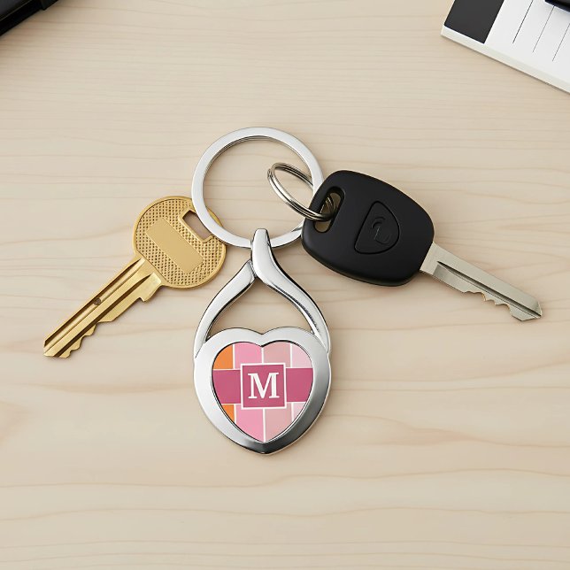 Porte-clés Grandes bandes Feminine avec Monogramme (keychain with monogram for her)