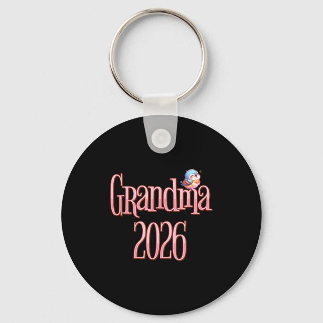 Porte-clés Grandma 2026 Cute Bird New Grandma Pregnancy Revea (Recto)