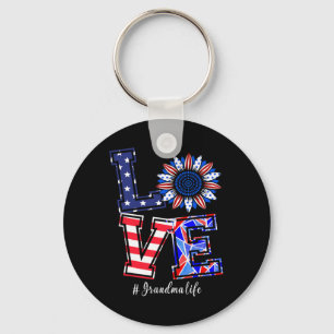Porte-clés Grandma Life 4 juillet Love Sunflower American F