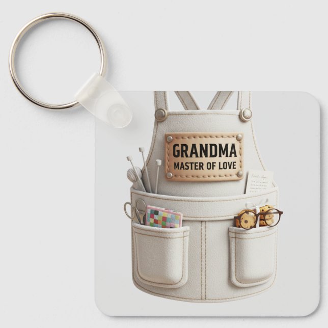 Porte-clés Grandma Master of Love Keychain –Cute Apron Design (Recto)