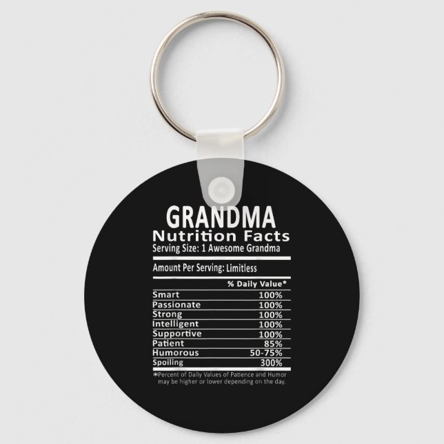 Porte-clés Grandma Nutrition Facts Halloween Thanksgiving Chr (Recto)