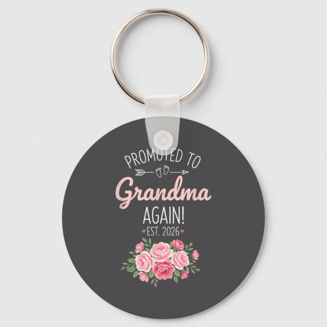 Porte-clés Grandparent Promoted To Grandma Again Est. 2026, N (Recto)