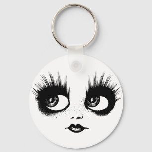 Porte-clés Grands Yeux Poupée Gothique Crépusculaire Lèvres V